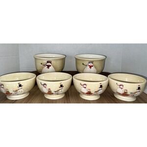 Sakura Oneida Snowmates Bowls, Set of 6, Snowman Illustration